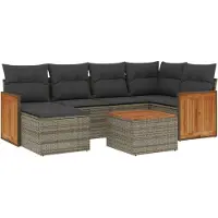 vidaXL Ensemble de salon de jardin 7 pièces avec coussins Gris Poly rotin