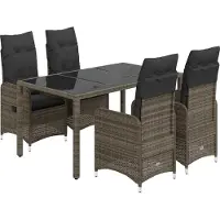 vidaXL Ensemble de jardin bistrot 5 pièces avec coussins Gris Poly rotin