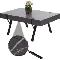 Mendler Table basse HWC-L54, Table de salon Table d'appoint Table de salon, métal 43x110x60cm aspect marbre gris