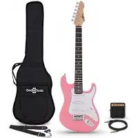 Gear4Music 3/4 LA Electric Guitar Pink Mini Guitar Amp Pack