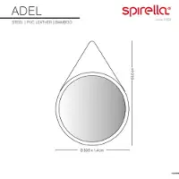 Spirella Adel miroir suspendu rond, sangles, cadre en bambou, moderne, entrée, salle de bain & WC invités, ? : 40 cm, naturel