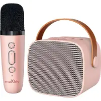 MaXlife Machine à Karaoké MXKS-100 Rose Haut-parleur portable Bluetooth avec microphone sans fil pour enfants Adultes Machines à Karaoké Jouets électroniques, Cadeaux d'anniversaire Fête