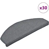 vidaXL Tapis d'escalier 30 pièces 65 x 24 x 4 cm Gris clair et bleu Demi-rond Grand
