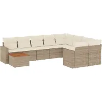 vidaXL Ensemble de salon de jardin 10 pièces avec coussins Beige Poly Rattan