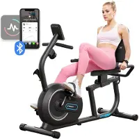 Merach Vélo D'appartement Semi-allongé Magnétique - , 8 Niveaux De Résistance, Écran LCD, Poignées De Fréquence Cardiaque