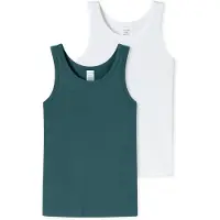 Schiesser Maillot de corps émeraude / blanc