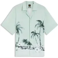 BOSS pour homme. 50559632 Chemise à coupe régulière avec imprimé turquoise (S), Casuel, Viscose, Manche courte