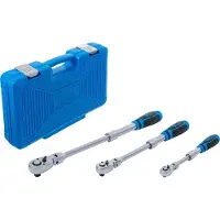 Bgs Jeu de cliquets réversibles extractibles à angle droit Sortie carré extérieur 6,3 mm (1/4") - 10 mm (3/8") - 12,5 mm (1/2") 3pcs - 25128
