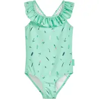 Playshoes Maillot de bain 'Surfbrett Palme' bleu marine / menthe / orange clair / blanc