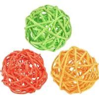 Viana Rotin Déco Boules LED Chaîne lumineuse été Matériau naturel Ø5cm Bois 24 pièces Multicolore