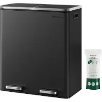 Songmics Poubelle Système de tri des déchets, avec 2 compartiments, 2 x 30 L, Cuisine