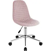 Happyment Chaise de bureau Mumba - Rose - Pour adultes - Avec roulettes - Velours - Chaise de bureau ergonomique - Réglable en hauteur