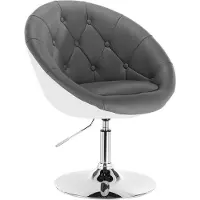 Happyment Tabouret de bar – Design industriel – Gris/blanc – Simili cuir – Réglable en hauteur – Pièce unique – Tabouret de bar avec dossier – Chaise de cuisine – 1 pièce