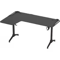 Happyment Bureau de jeu en forme de L "Brutal" - 160 x 100 x 75 cm - Avec LED RGB, support pour beker et casque - Bureau d'angle droit - Structure métallique