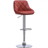 Happyment Tabouret de bar design Serino - Avec dossier - Stable - Chaise de bar ergonomique - Hauteur d'assise 60-82cm - Rouge foncé - 1 pièce - Cuisine & Bar - Réglable en hauteur