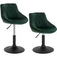 Happyment abouret de Bar Delvia Lot de 2 - Design industriel - Donkergroen - Réglable en hauteur & pivotant à 360° - Assise en velours - Avec dossier - Pour la cuisine & le bar