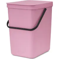 Brabantia Sort & Go, 25 litres, forme rectangulaire, plastique recyclé, rose, fonctionnement manuel, fabriqué en Belgique