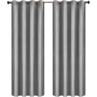 Happyment Ensemble de rideaux Vida - 2 pièces - Gris 140×245 cm - Occultant - Avec bande plissée - Velours - Isolant