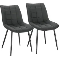 Happyment Chaises de salle à manger de luxe - Velours gris foncé - Chaises de salon - Chaises de cuisine - Chaise à coque - Lot de 2