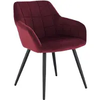 Happyment Chaise de salle à manger Ameri - Chaise en velours rouge foncé - Pieds en métal noir - Set de 1 chaise - Hauteur d'assise 47 cm - Design de luxe