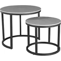 Happyment Table basse aspect marbre - Table de salon ronde - Design moderne - Plateau de table en aggloméré - Gris