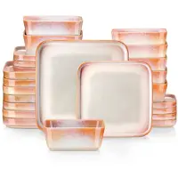 Happyment Artesano Service Santivo - 24 pièces - 8 personnes - Orange - Assiettes à manger - Service de table - Assiettes creuses - Assiettes à déjeuner - Servies - Ustensiles de cuisine