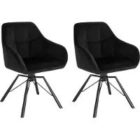 Happyment Lot de 2 chaises de salle à manger pivotantes - Rembourrées avec accoudoirs - Velours ou similicuir - Pour cuisine, salon & restaurant