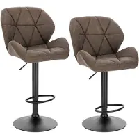 Happyment Tabouret de Bar Confortable Marron - Avec Dossier - Réglable en Hauteur - Ergonomique - Similicuir - Tabouret de Cuisine - Chaise de Bar - 1 pièce