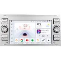 Happiq Autoradio avec Bluetooth, CarPlay, compatible avec Apple et Android, chaîne stéréo, navigation, système de navigation pour Ford Focus, Mondeo, Fiesta, Transit, Kuga, C-Max et S-Max Galaxy