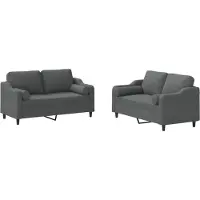 vidaXL Ensemble de canapés 2 pièces avec coussins Tissu gris foncé