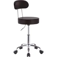 Happyment Tabouret ergonomique avec dossier - Réglable en hauteur - Sur roulettes - Tabouret de selle - Tabouret de travail - Noir - Similicuir