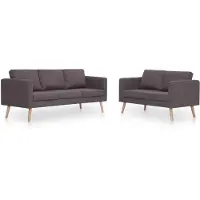 vidaXL Ensemble de canapés 2 pièces tissu taupe