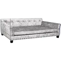 Happyment Canapé pour chien Happiq Princesso Grandiose – 120 cm – Canapé pour chien sur pieds – Lit confortable pour chien avec coussin amovible – Moderne et moelleux – Gris