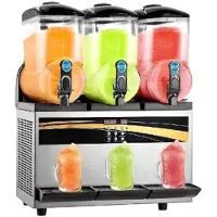 Happyment Machine à Slush Puppy PRO - 45L (3 × 15L) - Machine à glace slush professionnelle avec écran - Acier inoxydable - 1800W - Pour les bars, restaurants & cafés