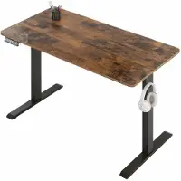 Happyment Happiq Bureau électrique réglable en hauteur - Bureau ergonomique pour le home office et le bureau avec port de chargement USB et fonction mémoire - 120x60 cm, brun