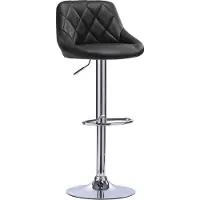Happyment Tabouret de bar design Gita - Avec dossier - Stable - Ergonomique - Similicuir - Hauteur d'assise 60-82cm - Noir - 1 pièce - Pour cuisine & bar - Réglable en hauteur