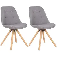 Happyment Chaise visiteur Nuni – Grise – Chaises de salle à manger – Revêtement en tissu – Pieds en bois – Lot de 2 – Hauteur d'assise 46 cm – Deluxe