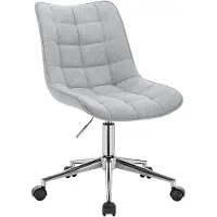 Happyment Chaise de bureau ergonomique Deluxe - Pour adultes - Tissu en lin - Sur roulettes - Avec repose-pieds - Gris clair - Réglable en hauteur