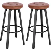 Happyment Tabouret de bar Nori - Marron - Avec dossier - Chaise de bar ergonomique - Hauteur de citron 60-82 cm - Lot de 2 - Pour la cuisine et le bar