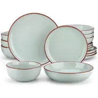 Happyment Giada Tida Service de table - 32 pièces - 8 personnes - Jade - Assiettes plates - Assiettes creuses - Service de cuisine