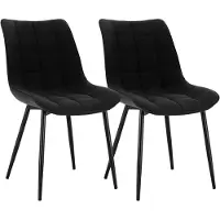 Happyment Chaises de salle à manger Luxe – Noir – Chaise baquet avec accoudoirs – Chaise de salon et de cuisine – Lin – Lot de 2 – Hauteur d'assise 47 cm