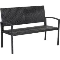 Happyment Banc de jardin Fioren - Banc de jardin 2 places - Poly-Rotin & Acier - Résistant aux intempéries - Pour terrasse & balcon - Noir