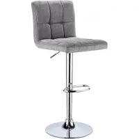 Happyment Tabouret de bar Vio Industrial - Gris clair - Tabouret de bar avec dossier - Chaise de cuisine - Réglable en hauteur - Linnen