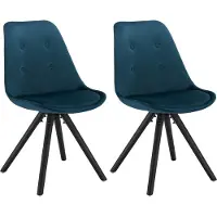 Happyment Chaise de salle à manger - Zeda - Bleu velours - Pieds en bois - Hauteur de citron 46cm - Lot de 2 - Ergonomique & Confortable