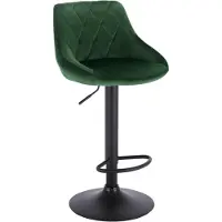 Happyment Tabouret de bar design Herli - Avec dossier - Stable - Ergonomique - Velours - Hauteur d'assise 60-82cm - Vert foncé - 1 pièce - Pour cuisine & bar - Réglable en hauteur