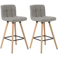 Happyment Chaise de bar Zilda - Dossier haut - Lin - Tabouret de bar ergonomique - Hauteur d'assise 70?cm - Gris - Lot de 2 - Cuisine & Bar