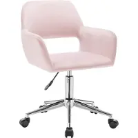 Happyment Chaise de bureau Bolt Edge - Rosa Velvet - Chaise ergonomique avec accoudoirs et roulettes - Réglable en hauteur - Pour adultes