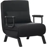 Happyment fauteuil-lit 3 en 1 - Chaise pliante réglable avec coussin amovible - Linge - Pour appartement ou dortoir - Noir - Place unique