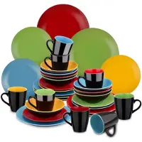 Happyment Aurelia Service de table - 32 pièces - 8 personnes - Rainbow - Assiettes plates - Service de table - Assiettes creuses - Assiettes petit déjeuner - Servies - Ustensiles de cuisine