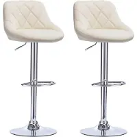 Bolt Tabouret de bar design Memo – Crème – Tabouret de bar avec dossier – Ergonomique – Réglable en hauteur – Tabouret de cuisine et de bar – Lot de 2